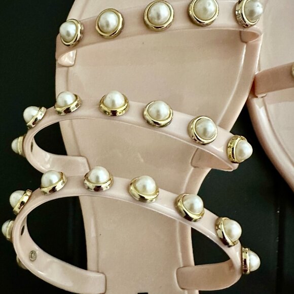Steve Madden Women's Pearl Embellished Flat Sandals Yalsa Blush Size 7.5 - Picture 4 of 7